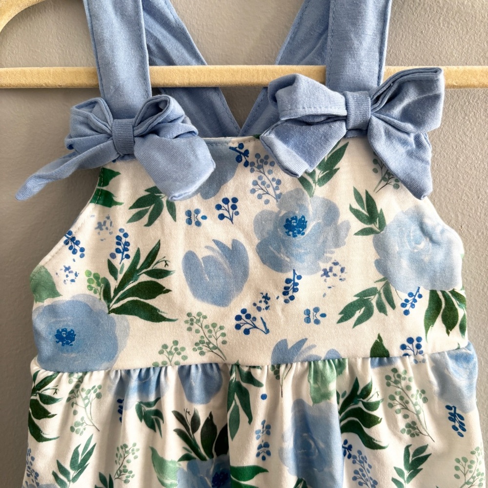 Abby & Evie Floral Bow Bubble Romper NWT 12M - Picture 3 of 5